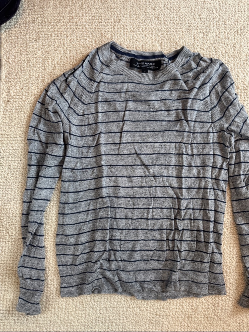 Banana Republic Gray Sweater with Navy Trim